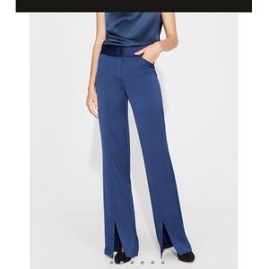 Halston heritage satin wide leg split pants